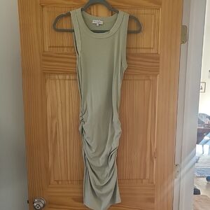 Michael Stars Sleeveless Ruched Midi Dress in Sage Green